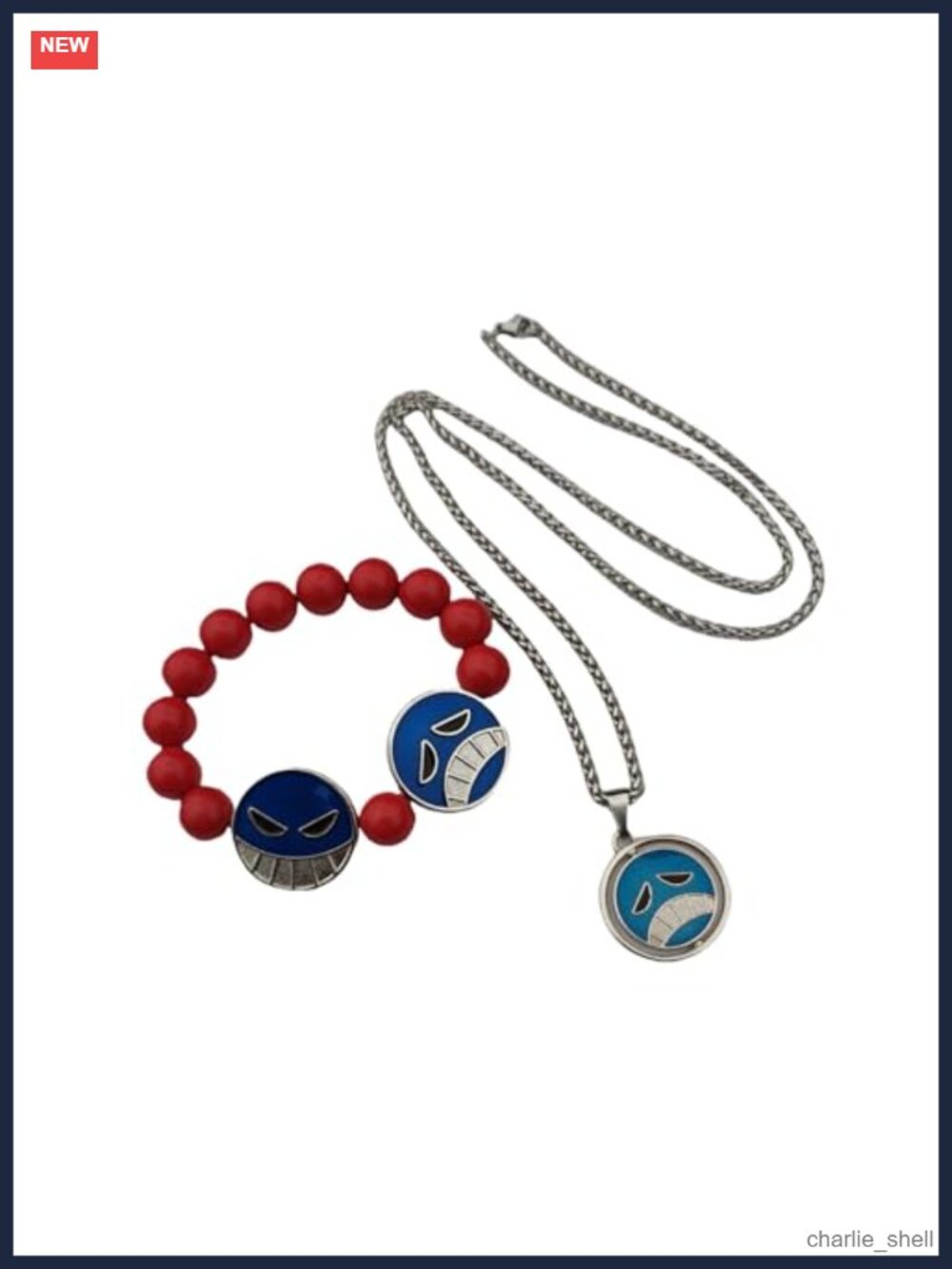 Anime Cosplay Necklace Bracelet Set Beaded Alloy Resin Jewelry 2 Piece